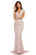 Sherri Hill - 52685 Beaded Deep V-neck Sheath Dress With Train In Pink and Silver