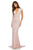 Sherri Hill - 52685 Beaded Deep V-neck Sheath Dress With Train In Pink and Silver