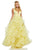 Sherri Hill - 52691 Ruffled Plunging V-Neck Empire Ballgown In Yellow