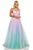 Sherri Hill - 52703 Plunging Sweetheart Ballgown With Floral Accent In Pink and Green