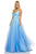 Sherri Hill - 52707 Deep V-neck Organza Ballgown With Train In Blue