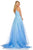 Sherri Hill - 52707 Deep V-neck Organza Ballgown With Train In Blue