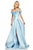 Sherri Hill - 52712 Floral Applique Off-Shoulder Mikado A-line Gown In Blue