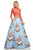 Sherri Hill - 52717 Two Piece Beaded and Floral Print Mikado Ballgown In Pink and Blue
