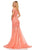 Sherri Hill - 52719 Two Piece Lace Off-Shoulder Chiffon Trumpet Dress In Orange and Pink