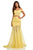 Sherri Hill - 52719 Two Piece Lace Off-Shoulder Chiffon Trumpet Dress In Yellow