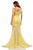 Sherri Hill - 52719 Two Piece Lace Off-Shoulder Chiffon Trumpet Dress In Yellow