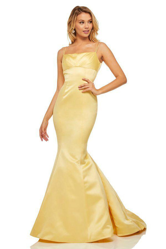Sherri Hill - 52721 Scoop Neck Mikado Mermaid Dress In Yellow