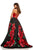 Sherri Hill - 52722 Strapless Satin and Floral Print A-line Dress In Red and Print