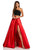 Sherri Hill - 52730 Two Piece Lace One Shoulder Charmeuse A-line Dress In Black and Red