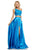 Sherri Hill - 52730 Two Piece Lace One Shoulder Charmeuse A-line Dress In Blue