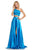 Sherri Hill - 52730 Two Piece Lace One Shoulder Charmeuse A-line Dress In Blue