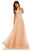 Sherri Hill - 52737 Plunging V- Neckline A-Line Long Dress In Neutral