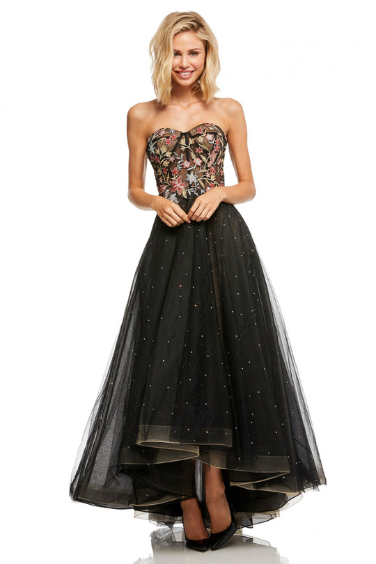 Sherri Hill - 52739 Sweetheart Embellished Long Dress In Black and Multi