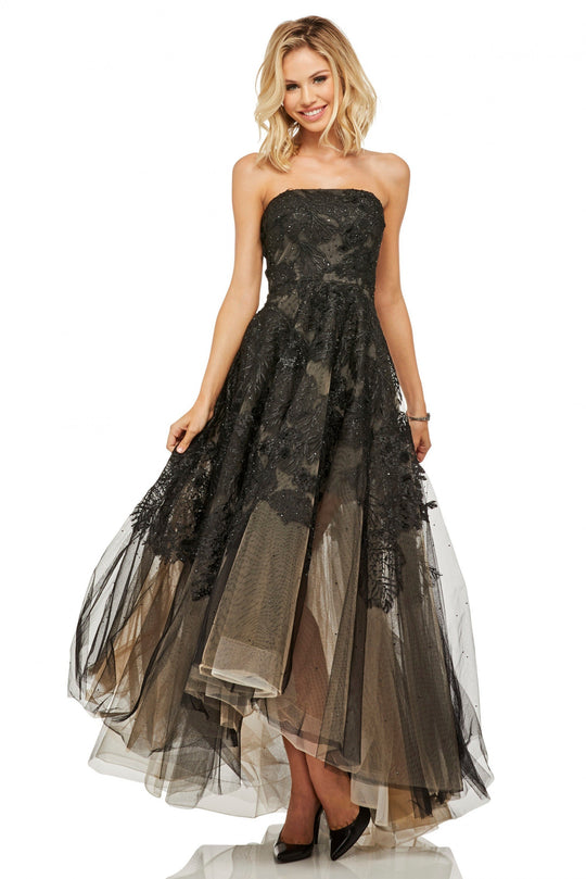 Sherri Hill - 52740 Strapless Embellished A-line Dress In Black