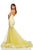 Sherri Hill - 52741 Lace Deep V-neck Tulle Mermaid Dress In Yellow