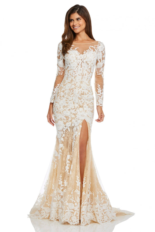 Sherri Hill - 52742 Fitted Lace Dress In White