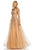 Sherri Hill - 52746 Plunging V-Neck Long Lace Dress In Gold