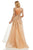 Sherri Hill - 52746 Plunging V-Neck Long Lace Dress In Gold
