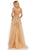 Sherri Hill - 52746 Plunging V-Neck Long Lace Dress In Gold