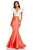 Sherri Hill - 52747 Two Piece Ruffled Sleeved Long Dress In White and Orange