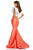 Sherri Hill - 52747 Two Piece Ruffled Sleeved Long Dress In White and Orange