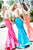 Sherri Hill - 52747 Two Piece Ruffled Sleeved Long Dress In Blue and Orange