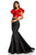 Sherri Hill - 52747 Two Piece Ruffled Sleeved Long Dress In Red and Black