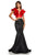 Sherri Hill - 52747 Two Piece Ruffled Sleeved Long Dress In Red and Black