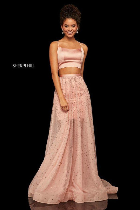 Sherri Hill - 52749 Two Piece Chiffon A Line Dress In Pink