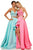 Sherri Hill - 52754 Two Piece Lace Ruffled Ballgown In Blue and Pink