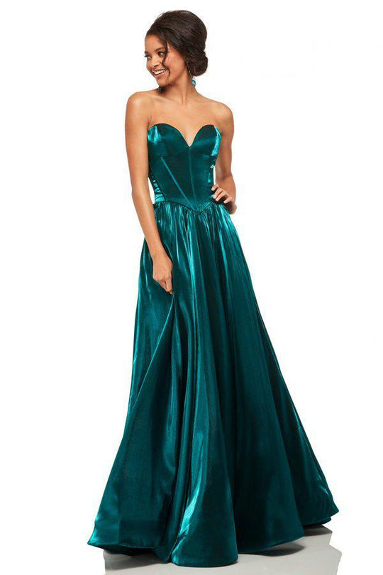 Sherri Hill - 52760 Sweetheart Boning A-Line Evening Gown In Green