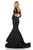 Sherri Hill - 52766 Lace Deep V-neck Mermaid Dress With Train In Black