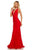 Sherri Hill - 52780 Long Deep V-neck Mermaid Dress With Train In Red
