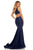 Sherri Hill - 52781 One Shoulder Satin Mermaid Dress With Train In Blue