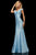 Sherri Hill - 52783 Satin Off Shoulder Mermaid Gown In Blue
