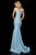 Sherri Hill - 52783 Satin Off Shoulder Mermaid Gown In Blue