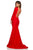 Sherri Hill - 52785 Long Sleeve Bateau Satin Trumpet Dress In Red
