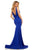 Sherri Hill - 52790 Plunging V-Neck Fitted Open Back Evening Dress In Blue
