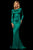 Sherri Hill - 52794 Long Sleeve Satin Fitted Dress With Train In Green