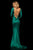 Sherri Hill - 52794 Long Sleeve Satin Fitted Dress With Train In Green