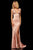 Sherri Hill - 52796 Plunging V-Neck Lace Gown with Slit In Pink