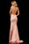 Sherri Hill - 52796 Plunging V-Neck Lace Gown with Slit In Pink