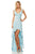 Sherri Hill - 52799 Plunging V-Neck A-Line High Low Dress In Blue