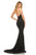 Sherri Hill - 52807 Long Beaded Deep Halter V-neck Fitted Dress In Black