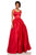 Sherri Hill - 52813 Long Scoop Neck Satin A Line Dress In Red