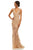 Sherri Hill - 52820 Lace Appliqued Pipe Waist Sheer Gown In Gold and Neutral