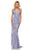 Sherri Hill - 52820 Lace Appliqued Pipe Waist Sheer Gown In Blue and Neutral