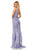 Sherri Hill - 52820 Lace Appliqued Pipe Waist Sheer Gown In Blue and Neutral