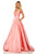 Sherri Hill - 52821 Satin Lace-Up Back V- Neckline A Line Dress In Orange